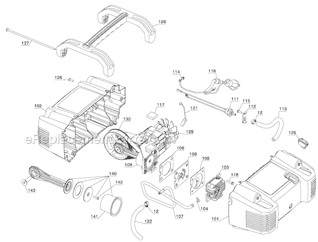 Page B Diagram and Parts List for Type 4 Porter Cable Compressor